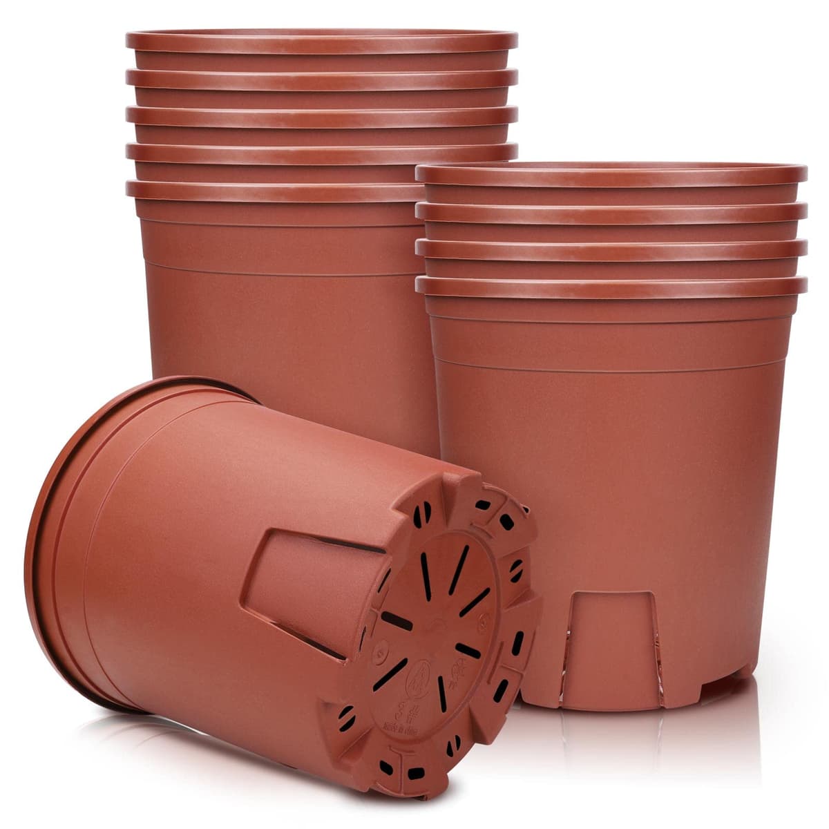 Macetas,12.4cm 10pcs Plantador Plastico con Orificio de Drenaje, Control de Raíces, para Plantas de Bonsái de Interior Exterior Jardín - Rojo