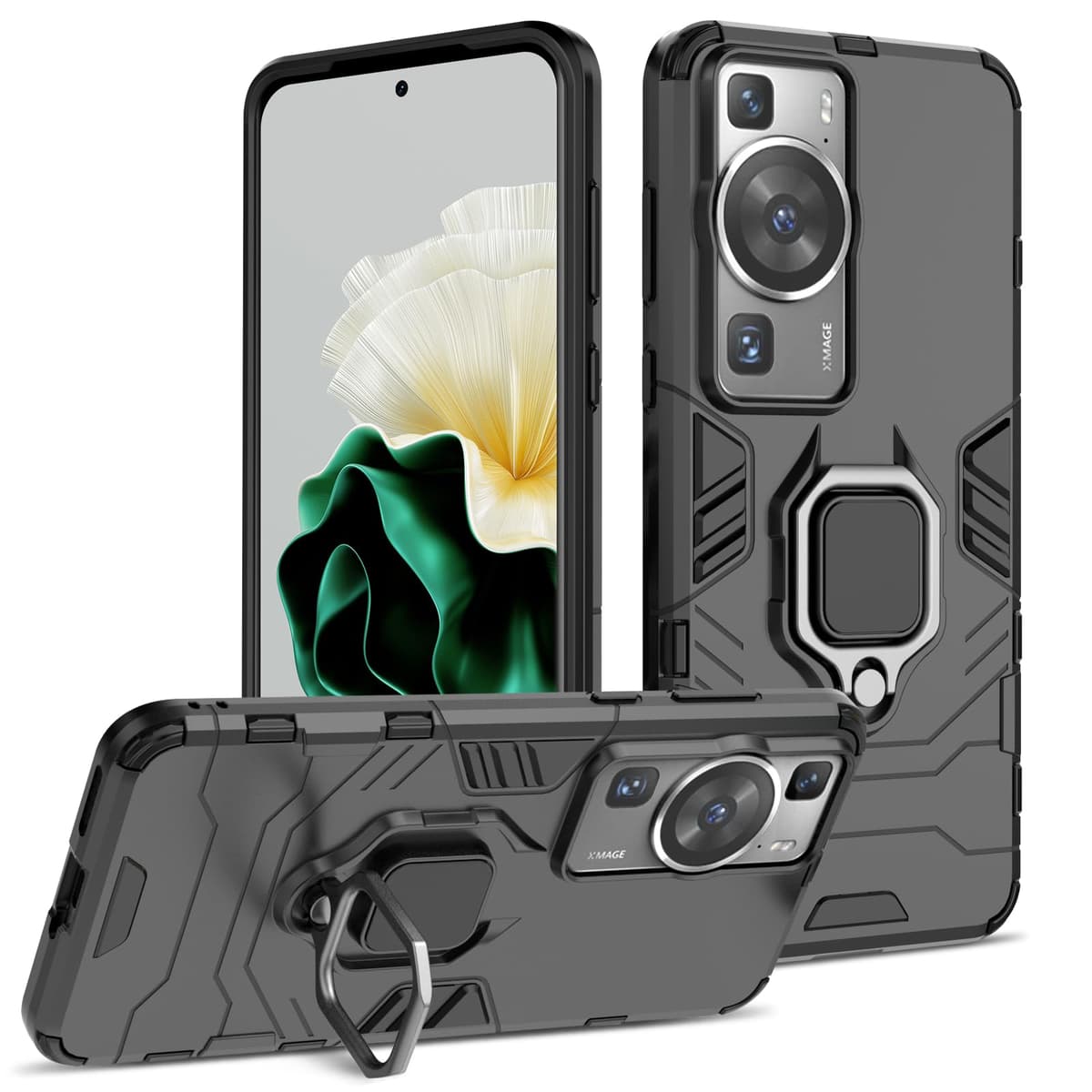 Funda para CMF Phone 2 Pro, Carcasa Antigolpes con Soporte anular metálico, Case Protectora de Grado Militar, Negro — view 425