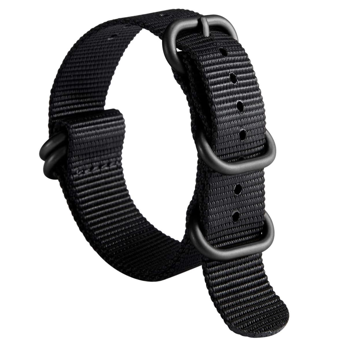 BINLUN Correa de Reloj de Nylon Military G10 Ballistic Nailon Bandas Multicolor para Hombres Mujeres 18mm 19mm 20mm 21mm 22mm 23mm 24mm con Hebilla de Acero Inoxidable Plateado/Negro — view 26