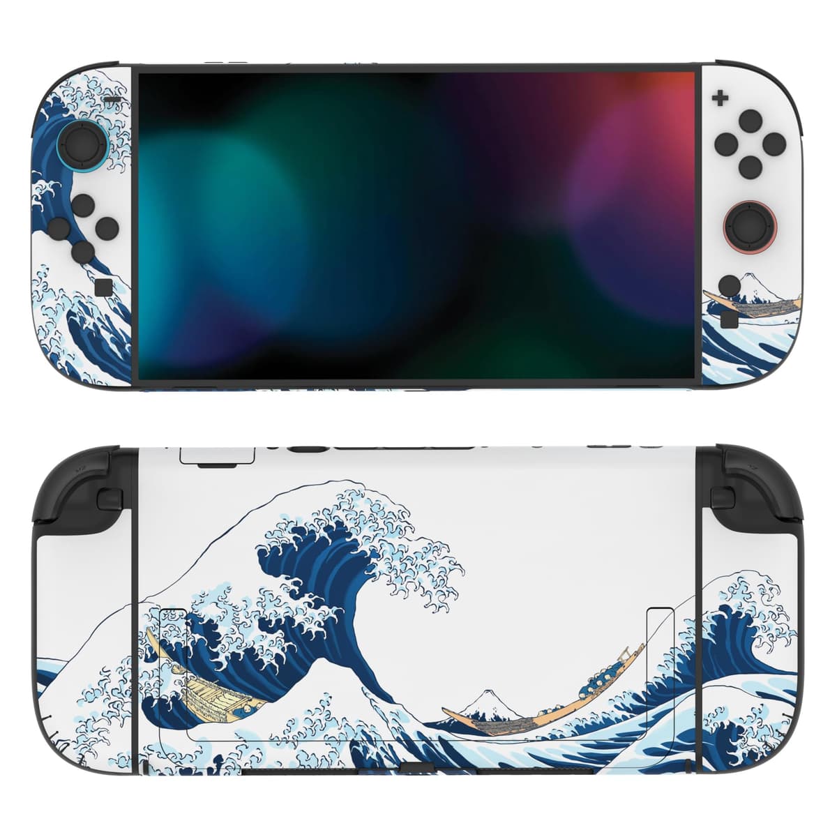 PlayVital Full Set Protective Skins for Nintendo Switch 2 Console & Joycon, Customized Vinyl Decal Wrap Sticker for Nintendo Switch 2 & Dock & Hand Grips - The Great Wave off Kanagawa — view 4