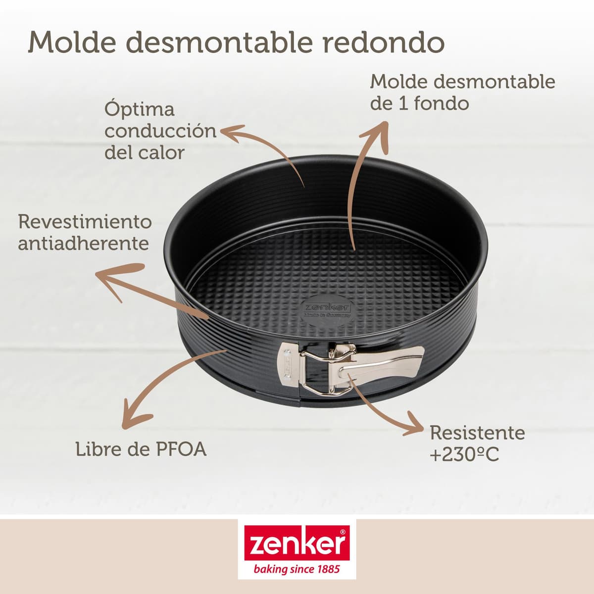 Zenker Black Metallic Molde Desmontable 20 cm 1 Fondo, Molde Reposteria, Molde Tarta o Molde Bizcocho en Acero con Revestimiento Antiadherente, Resistente hasta 230ºC, Color Negro, 20x6,5 cm, 1 ud. — view 2