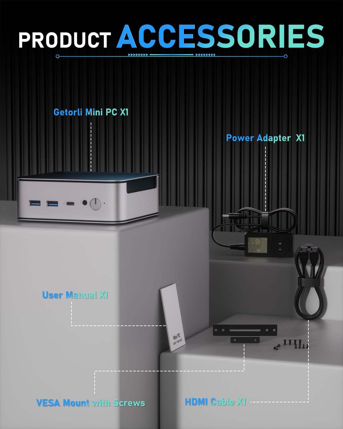 Getorli Mini PC, AMD Ryzen 5300U (Up to 3.8GHz | Beats 3500U/N150), 16GB DDR4 & 512GB SSD, Dual 2.5G LAN, WiFi 6, Triple Display Support, Mini Desktop Computer for Home Office/Light Gaming/Business — view 9