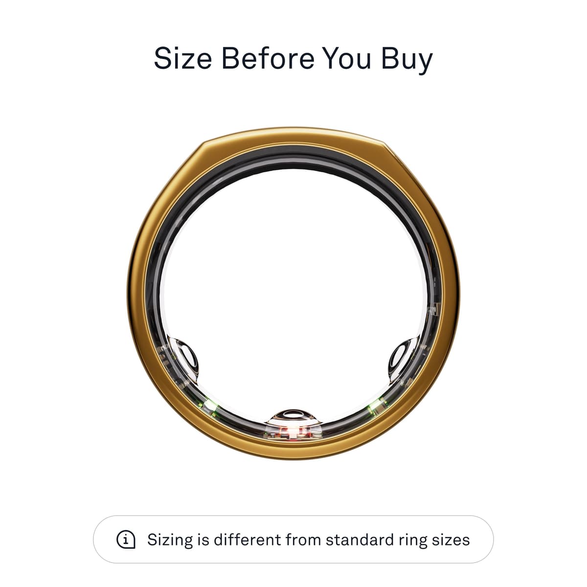 Oura Gen3 Heritage Smart Ring - Size 12, Gold | Sleep, Heart Rate and Fitness Tracking Wearable - Up to 7 Day Battery Life - iOS/Android Compatible - Size First with Oura Sizing Kit — view 2