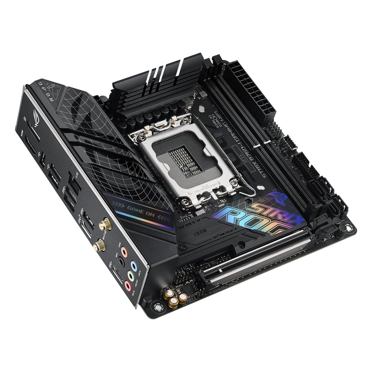 ASUS ROG Strix B760-I Gaming WiFi - Placa Base Intel B760 (LGA 1700 Mini ITX, 8+1 DrMOS, DDR5 hasta 7600 MT/s, PCIe 5.0, Dos Ranuras M.2, WiFi 6E, USB 3.2 Gen 2x2 Type-C y Aura Sync RGB), Negro — view 12