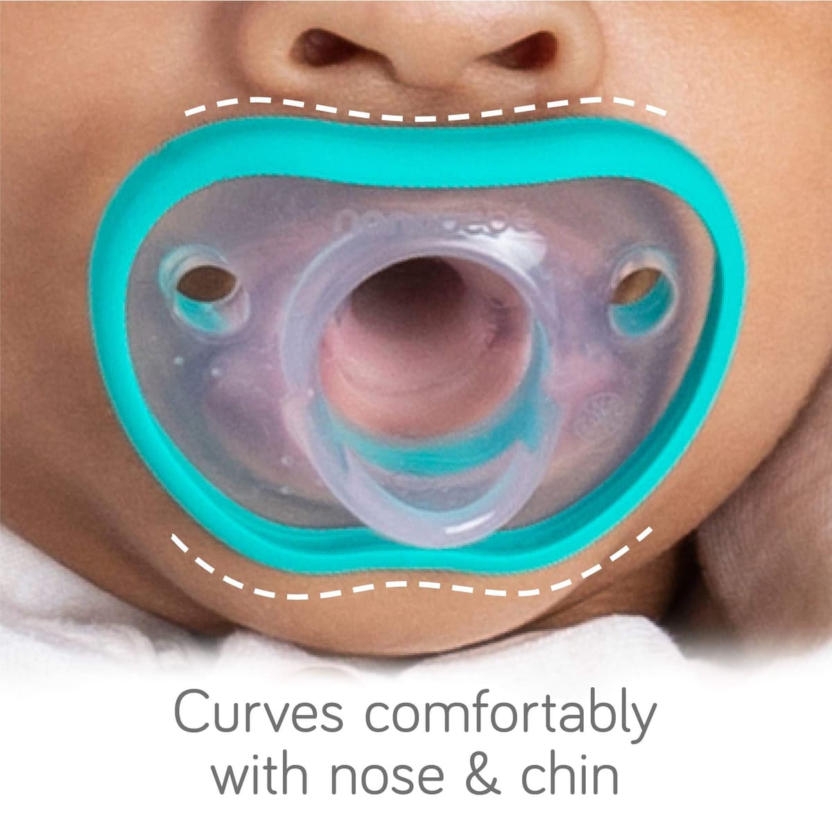 Nanobebe Baby Soothers 0-3 Months – Orthodontic, Curved to Fit Facial Contours, Award-Winning for Breastfed Babies, 100% Silicone, BPA-Free, Perfect Baby Registry Gift, 2-Pack in Pink — view 3