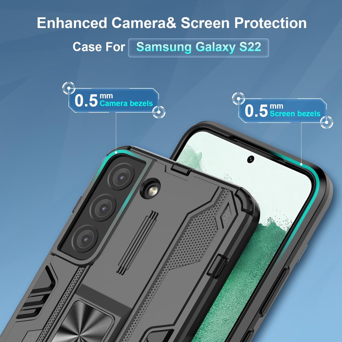 Funda para CMF Phone 2 Pro, Carcasa Antigolpes con Soporte anular metálico, Case Protectora de Grado Militar, Negro — view 923
