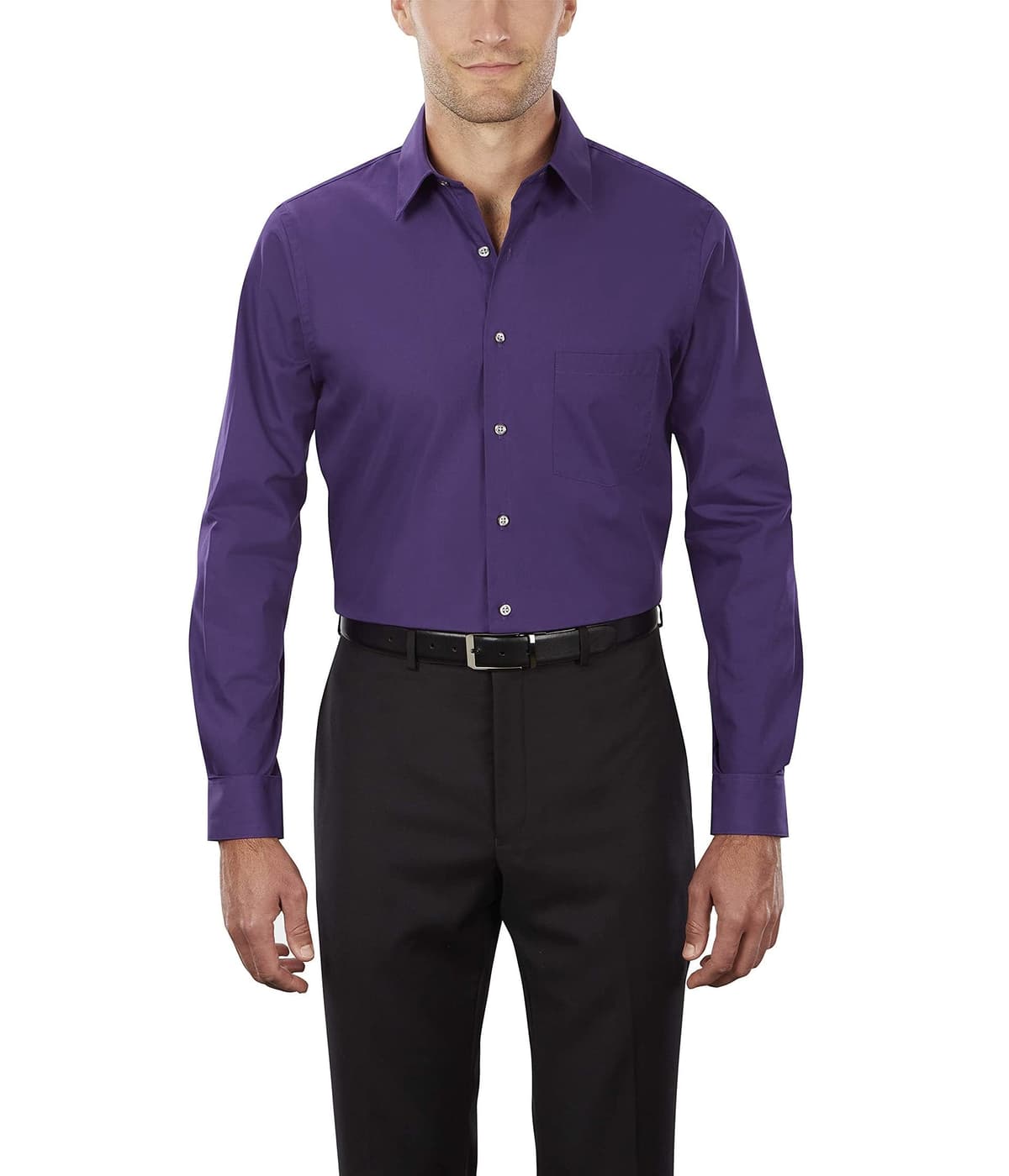 Van Heusen Mens Dress Shirt Regular Fit Poplin SolidDress Shirt — view 19