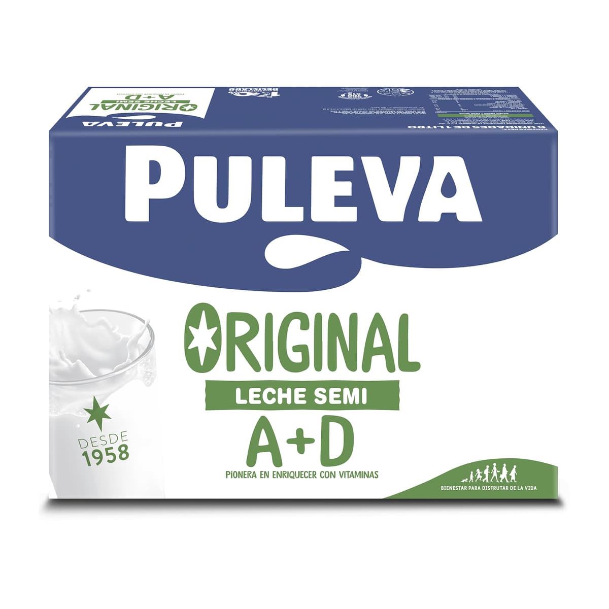 Puleva Original - Leche Semidesnatada con Vitaminas A y D - Sin Azúcar Añadido y Sin Gluten - Brik UHT Pack 6 x 1L — view 2