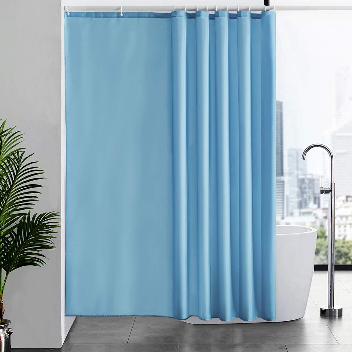 Furlinic Cortina Ducha 200x200cm Antimoho Impermeable Lavable Blanco Tela Poliéster Grandes Cortinas de Baño con 12 Aros de Cortina Ducha. — view 114