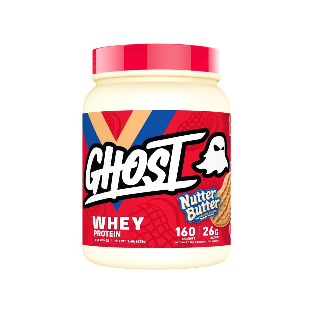 GHOST Whey Protein Powder, Nutter Butter - 2LB, 26G of Protein - Whey Protein Blend - ­Post Workout Fitness & Nutrition Shakes, Smoothies, Baking & Cooking - Cookie Pieces Inside — view 9