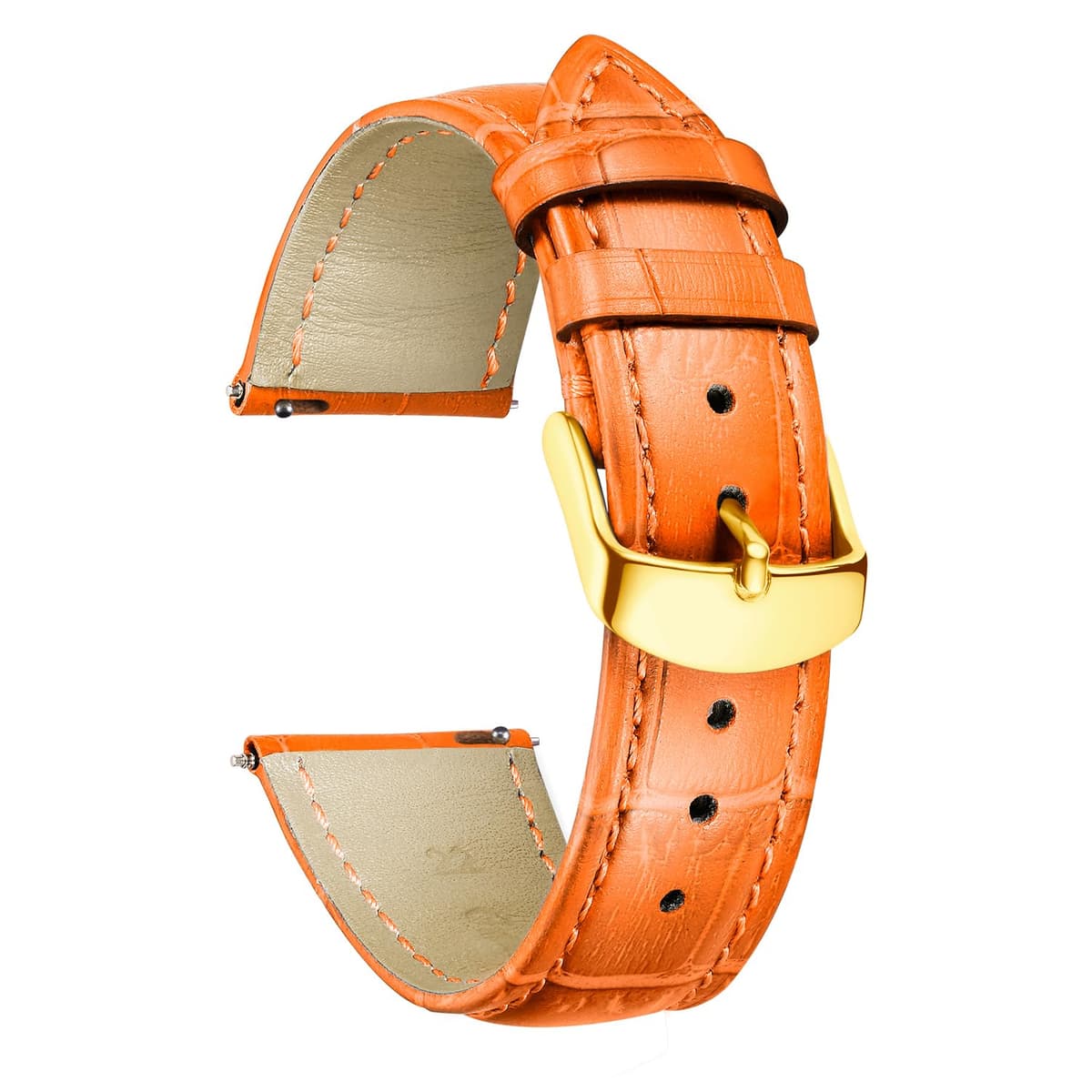 BINLUN Quick Release Leather Watch Straps Replacement Watch Bands Smart Watch Strap Crocodile Pattern in 10 Colors 13 Sizes with Silver/Gold/Rose-Gold Buckle for Men Women(10mm-24mm) — view 45