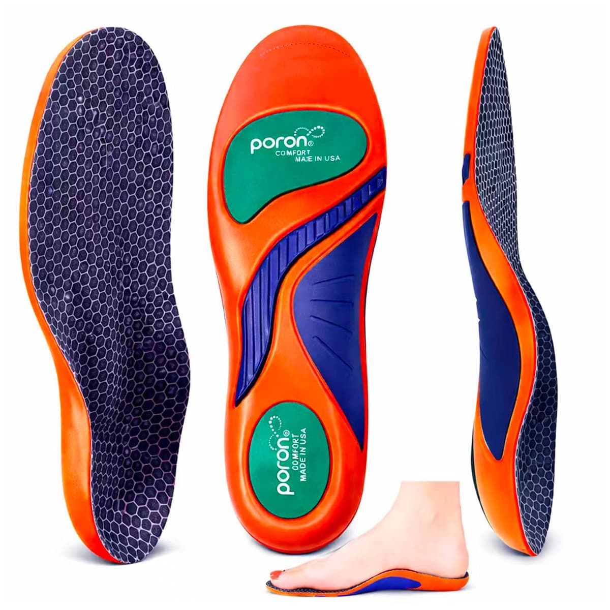 Goofort Plantar Fasciitis Arch Support Gel Insoles for Men & Women, 7-Times-Shock-Protection with 3D-Xpain™ -PORON®, Orthotic Work Boot Insoles for Flat Feet, Heel Pain Relief & All-Day Comfort