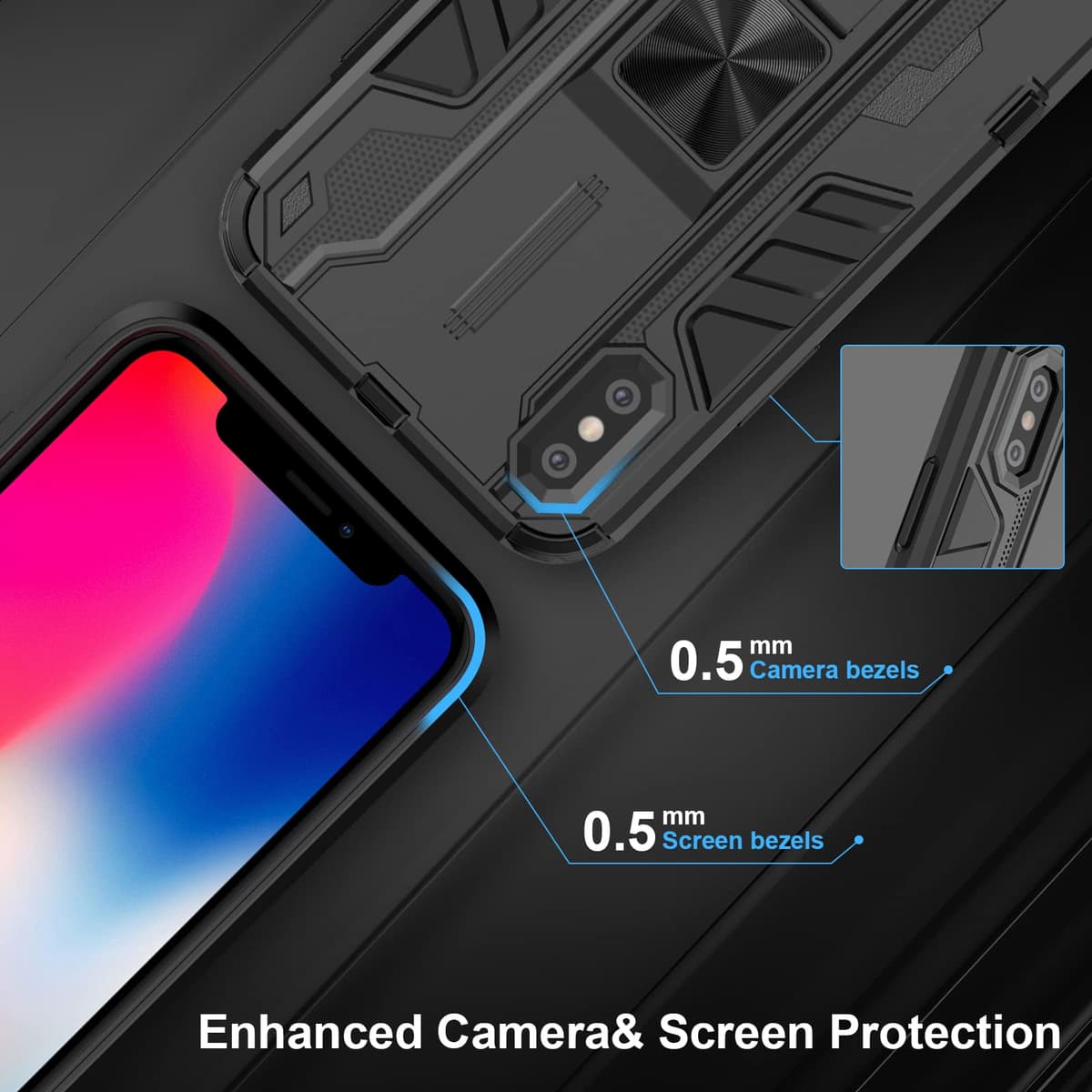 Funda para CMF Phone 2 Pro, Carcasa Antigolpes con Soporte anular metálico, Case Protectora de Grado Militar, Negro — view 20