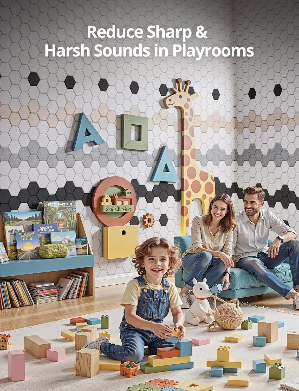 Acoustic Wall Panels Self Adhesive, Honeycomb Peel and Stick Sound Absorbing Panels for Walls, Decorative Hexagon Design Art Tiles for Studio, Home Office, Gaming Room, 12 Pack 12"x12"x0.4", White — view 4
