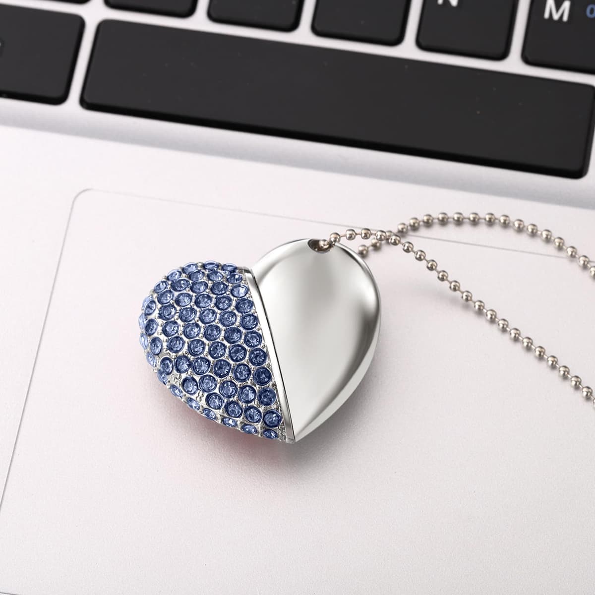USB 2.0 Flash Drive,Cute Romantic Heart Shape USB Memory Stick,Thumb Drive for Photos, Music, Files Storage (Blue, 64, GB) — view 4