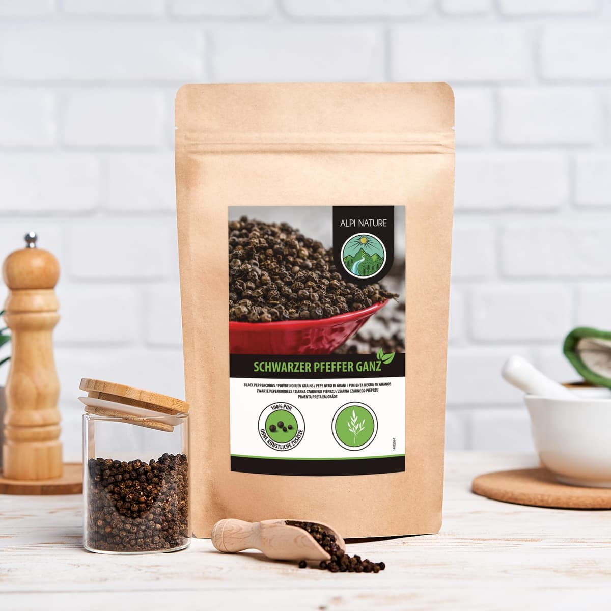 Alpi Nature Pimienta Negra en Grano 250g, Granos de Pimienta Negra Enteros para Cocinar — view 5
