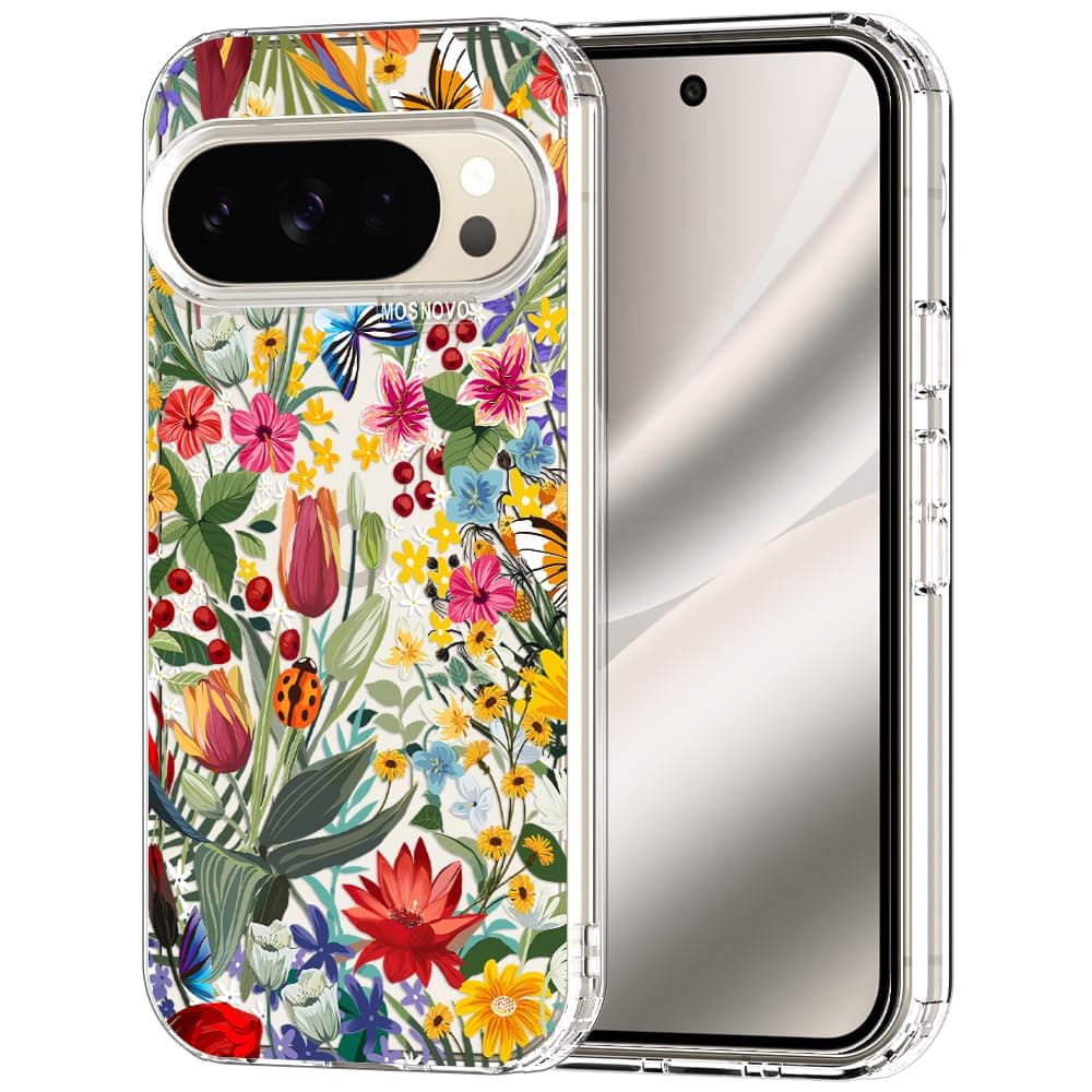 MOSNOVO Case for Google Pixel 9 & Pixel 9 Pro, [Buffertech 6.6ft Military-Grade Drop Protection] [Anti Peel Off Tech] Clear TPU Bumper Phone Case Cover Design - Eucalyptus — view 130