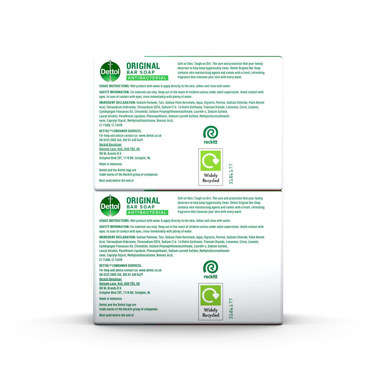 Dettol Soap, Original Antibacterial Bar, 2 Pack (100g x 2) Disinfectant, Soft on Skin, Tough on Dirt, Suitable for Everyday Use, Contains Skins Moisturising Agents, Kills 99.9 Percent of bacteria — view 6