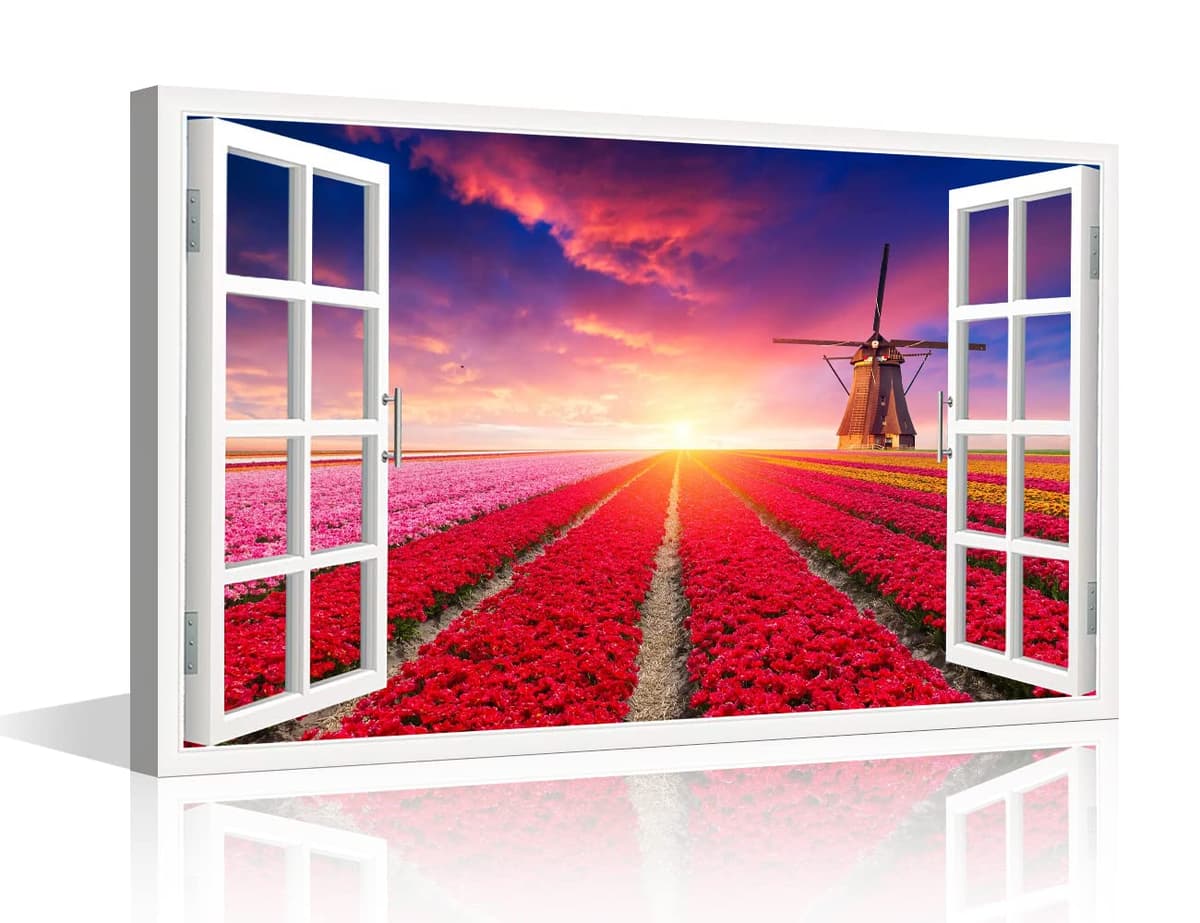 TISHIRON 3D Window View Seaside Effect Canvas Wall Art Prints for Living Room Bedroom Decor Office Kitchen Home Decoration Framed Ready to Hang 12x18inch — view 20