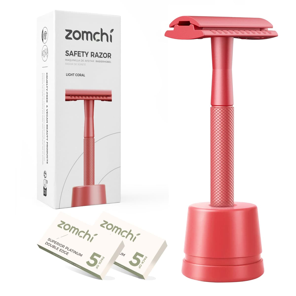 Maquinilla de afeitar de seguridad de doble filo con soporte en plata, maquinilla de afeitar clásica para hombre con 10 cuchillas, construcción de acero inoxidable duradera y duradera — view 19