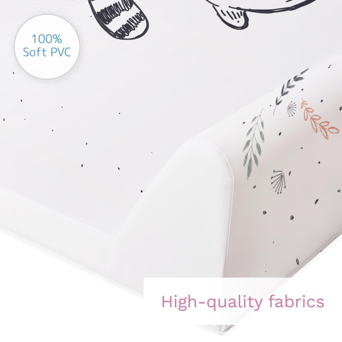 Soft Base Newborn Baby Changing Unit Mat with Raised Edges 50x70 cm (Raccoon) — view 6