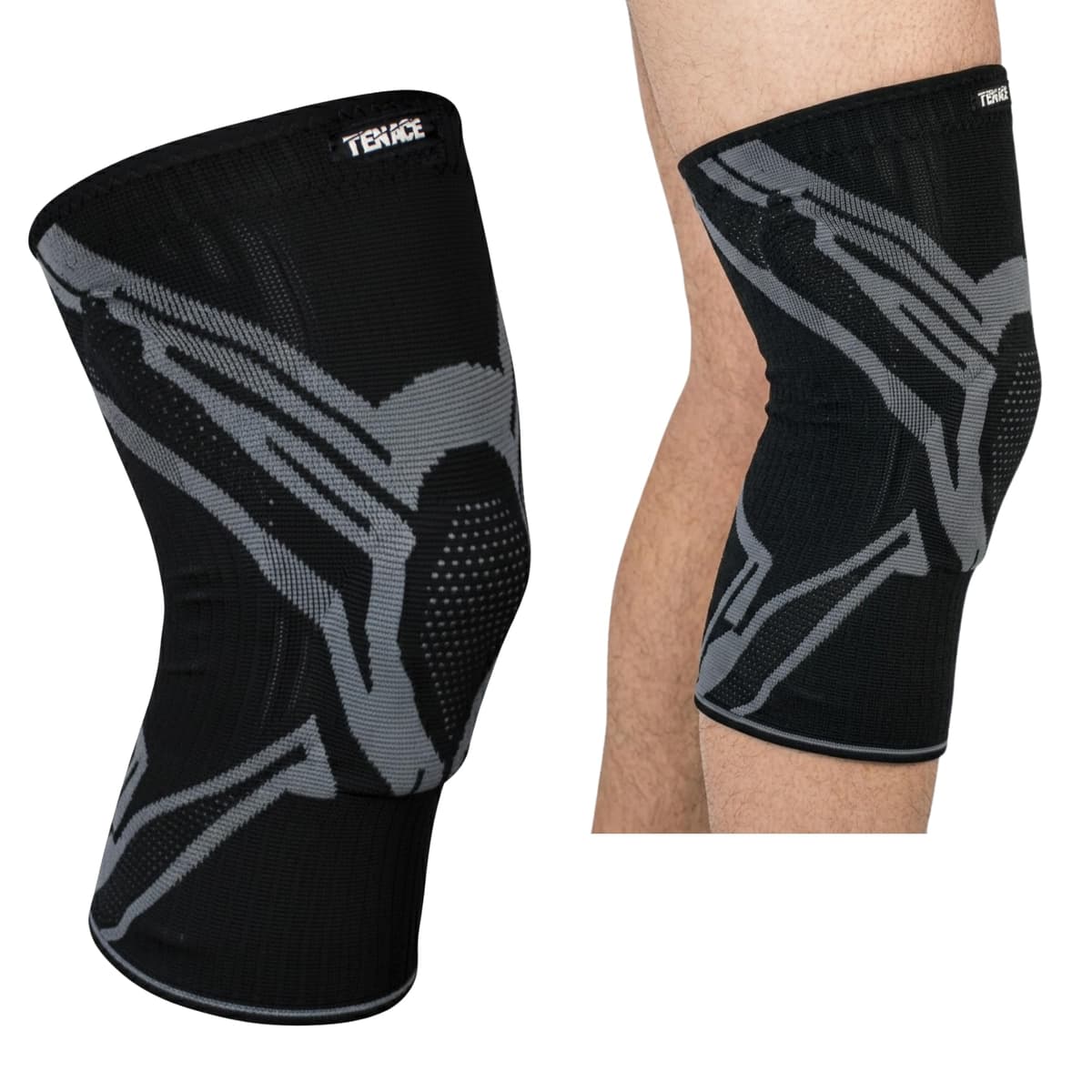 Tenace Rodillera Competición Jiu Jitsu, Grappling - Compresión y Acolchado MMA, BJJ, Muay Thai, Judo - Unisex (Negro, Medium)