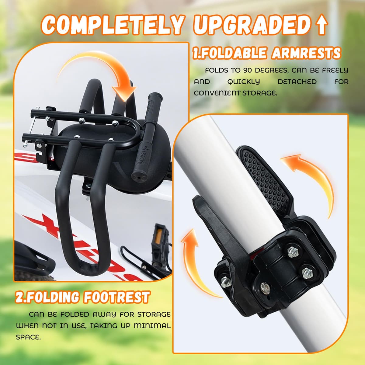 auvstar Asientos de Bicicleta Montados Delanteros para niños,Asiento Infantil para Bicicleta de Montaña,Liberación Rápida Infantil Delantero Plegable,Apto para niños de 1 a 6 años — view 4