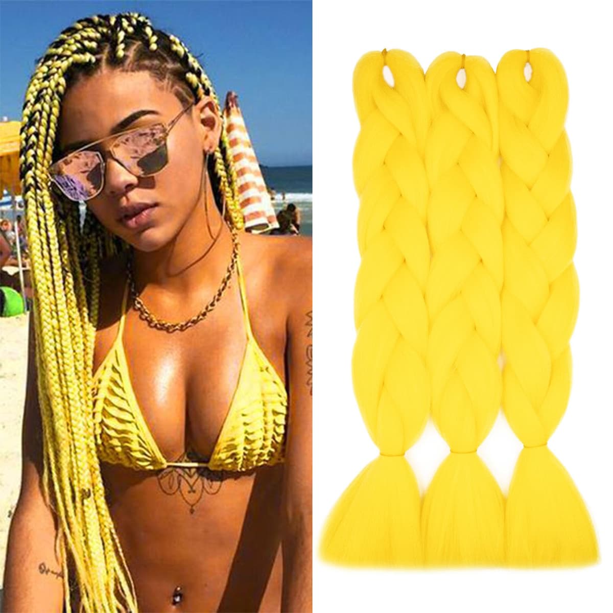 60cm Extensiones de Pelo Trenzas Africanas Castaño Oscuro Extensiones para Trenzas Africanas 1 pcs 100g Kanekalon Pelo para Trenzas Africanas Sintetico Extensiones de Trenzado Cabello Braiding — view 101