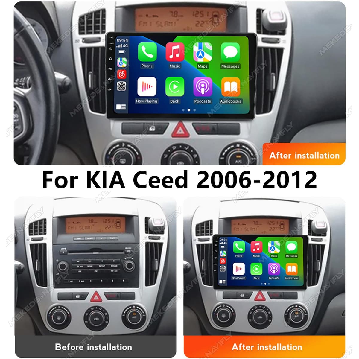 Genérico Android 14 Navegación GPS para Coche Reproductor Multimedia para KIA Ceed 2006 2007 2008 2009 2010 2011 2012, Pantalla De 9 Pulgadas Reproductor De DVD Vídeo Automático Navegación GPS — view 2