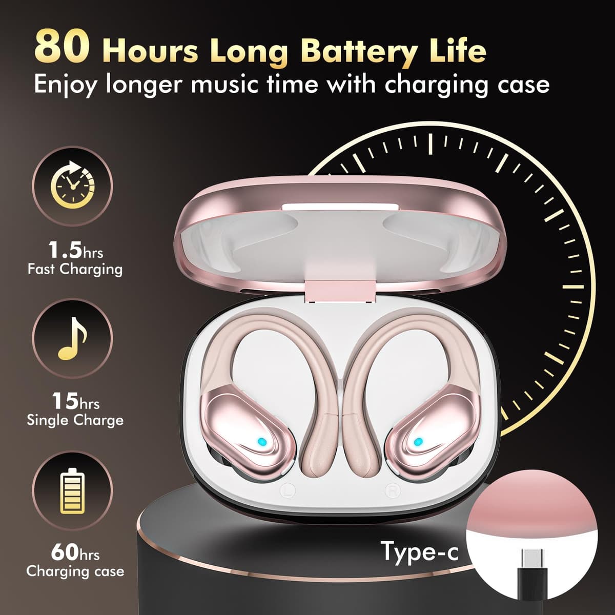 Wireless Earbuds, for Workout/Running Rose Gold — view 2