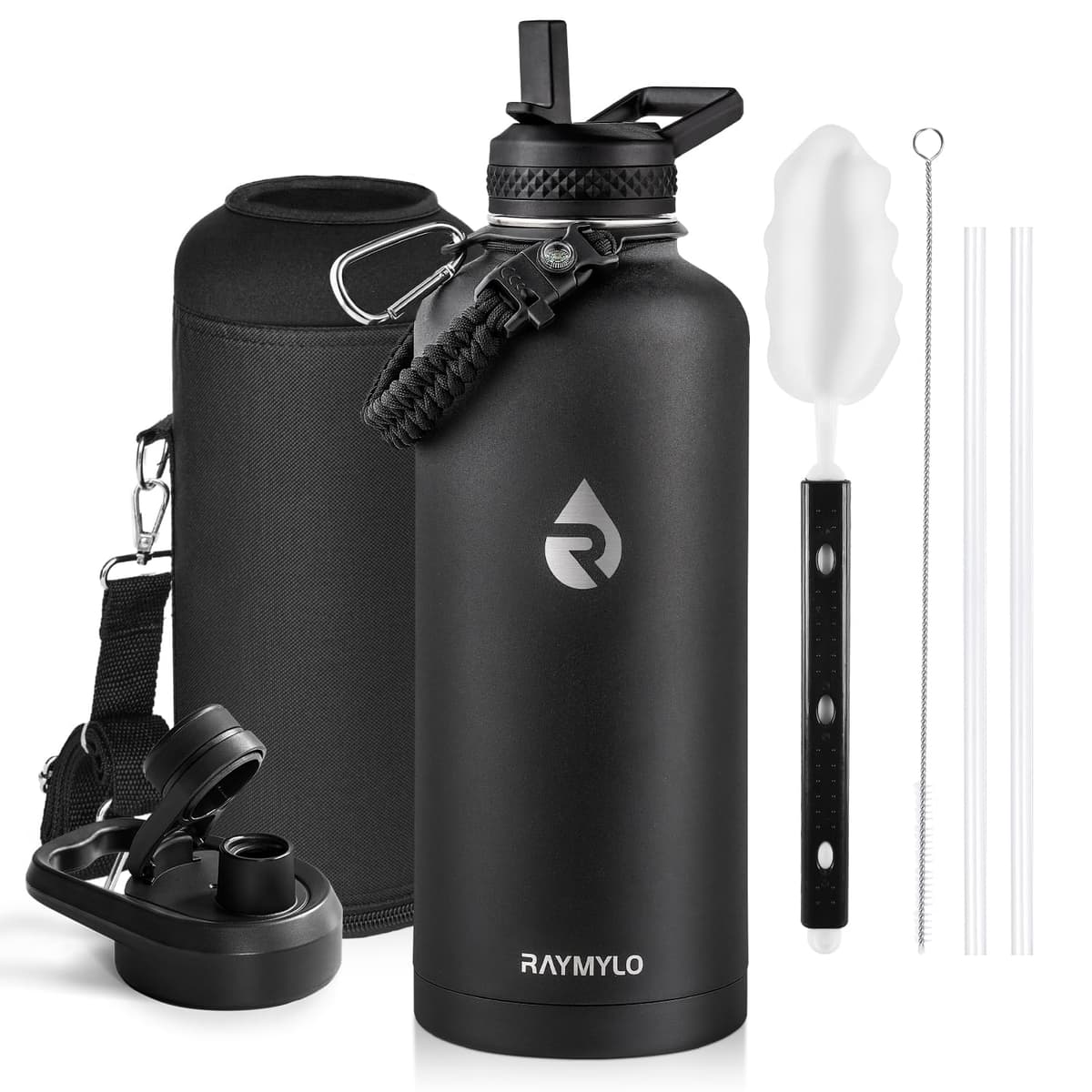 RAYMYLO One Gallon Water Bottle Insulated, Triple Walled Vacuum Stainless Steel (Cold for 48 Hrs), Leak Proof & Non-BPA, Large Water Flask Jug with Paracord Handle & Straw Spout Lids — view 76