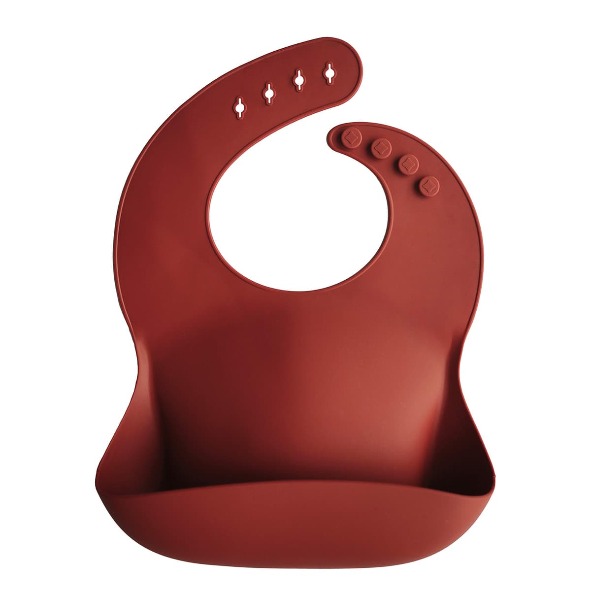 Mushie Baby Silicone Bib | Adjustable Fit Waterproof Bibs | Easy Wipe Baby Feeding Bibs | 4 Adjustable Sizes with Deep Front Pockets | 100% BPA and Phthalate Free