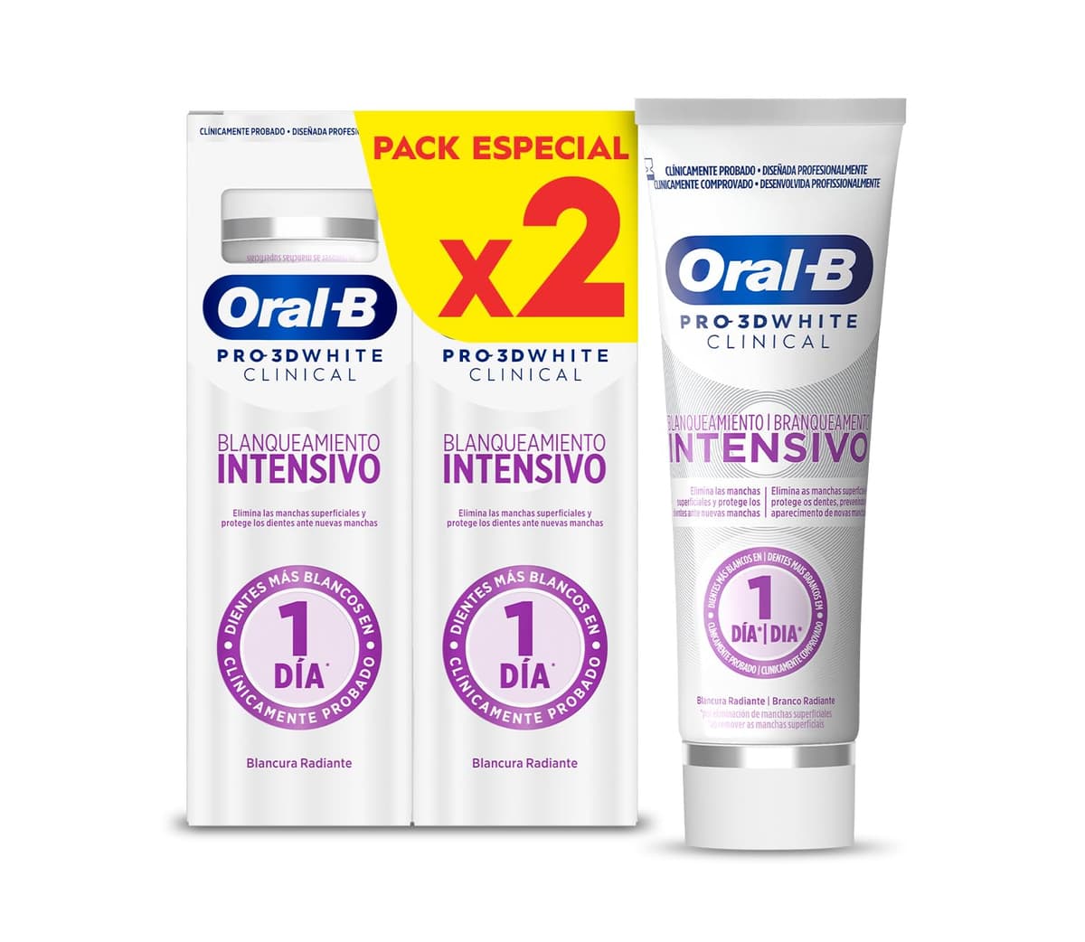Oral-B Pro 3D White Clinical Blanqueamiento Intensivo Pasta De Dientes Blanqueadora, Elimina Las Manchas Superficiales, Dentífrico Blanqueante Con Sabor a Menta Siempreverde, 75 ml — view 10