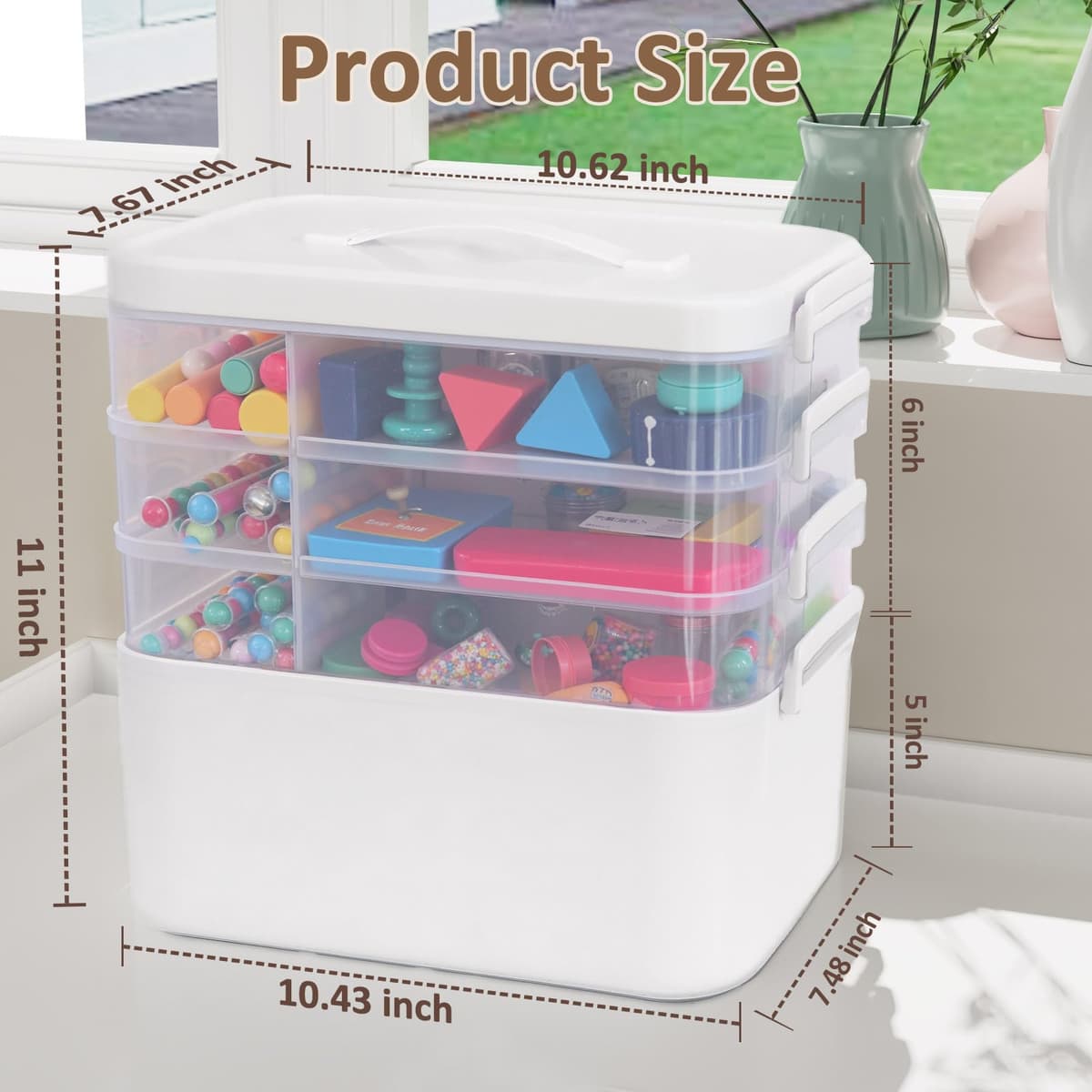 Gifhomfix 4-Layer Plastic Craft Organizers and Storage Box with Removable Trays, Storage Containers with lids and Handle, Art Supply Storage Organizer for Organizing Bead, Sewing, Tool — view 3