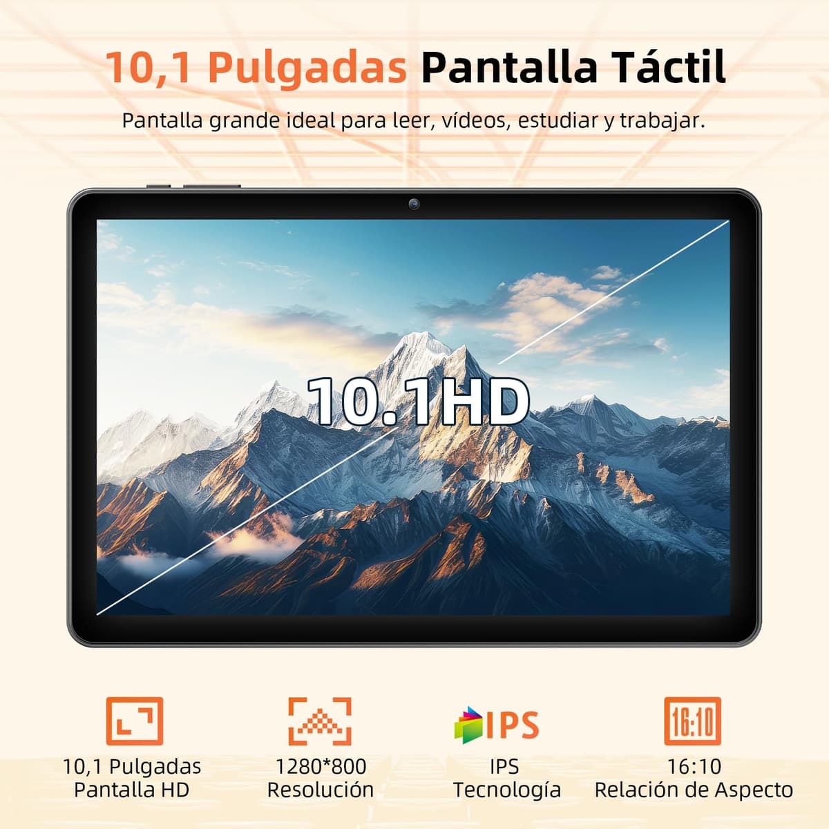 Tablet 10 Pulgadas, Tableta Android 15 con Funda, Unisoc T30 Quad-Core, 18 GB RAM + 128 GB ROM + 1 TB TF, Pantalla HD IPS 1280x800, Cámara Dual 5MP + 8MP, 6000 mAh, WiFi 6, BT 5.0, Widevine L1 (K302) — view 3