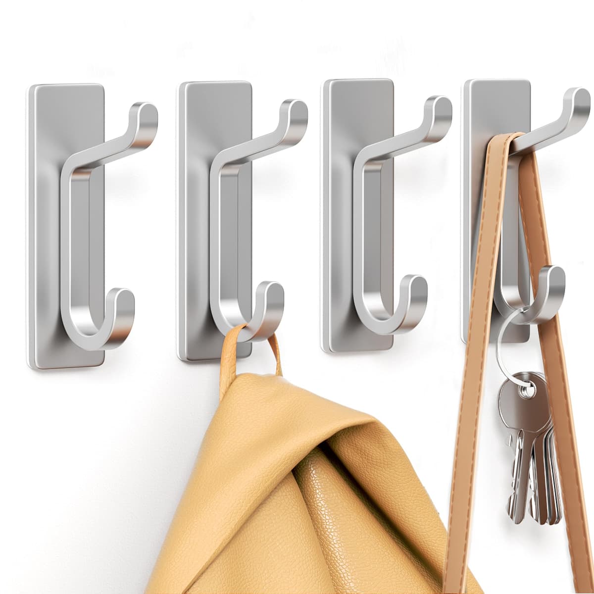 Self Adhesive Hooks, Extra Sticky and Strong, Hanging up to 6KG, Heavy Duty Stick on, No-Nail Hook for Back of Door, Black, 4 Pack — view 10