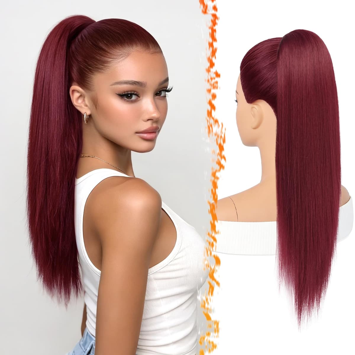 BARSDAR Liso Coleta Postiza Extensiones Pelo, 40cm Corta Liso Marrón Oscuro Cola de Caballo Extension con Cordón Natural Sintética Cheer Posh Ponytail Extensiones Postizos Fiestas Cheer Competition — view 22