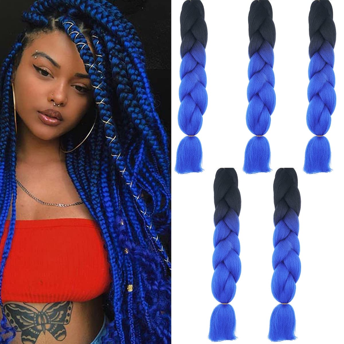 24" Braiding Hair Extension Jumbo Braids Synthetic 3bundles/pack Crochet Hair Afro Box Braid Heat Resistent (Dark Purple) — view 33