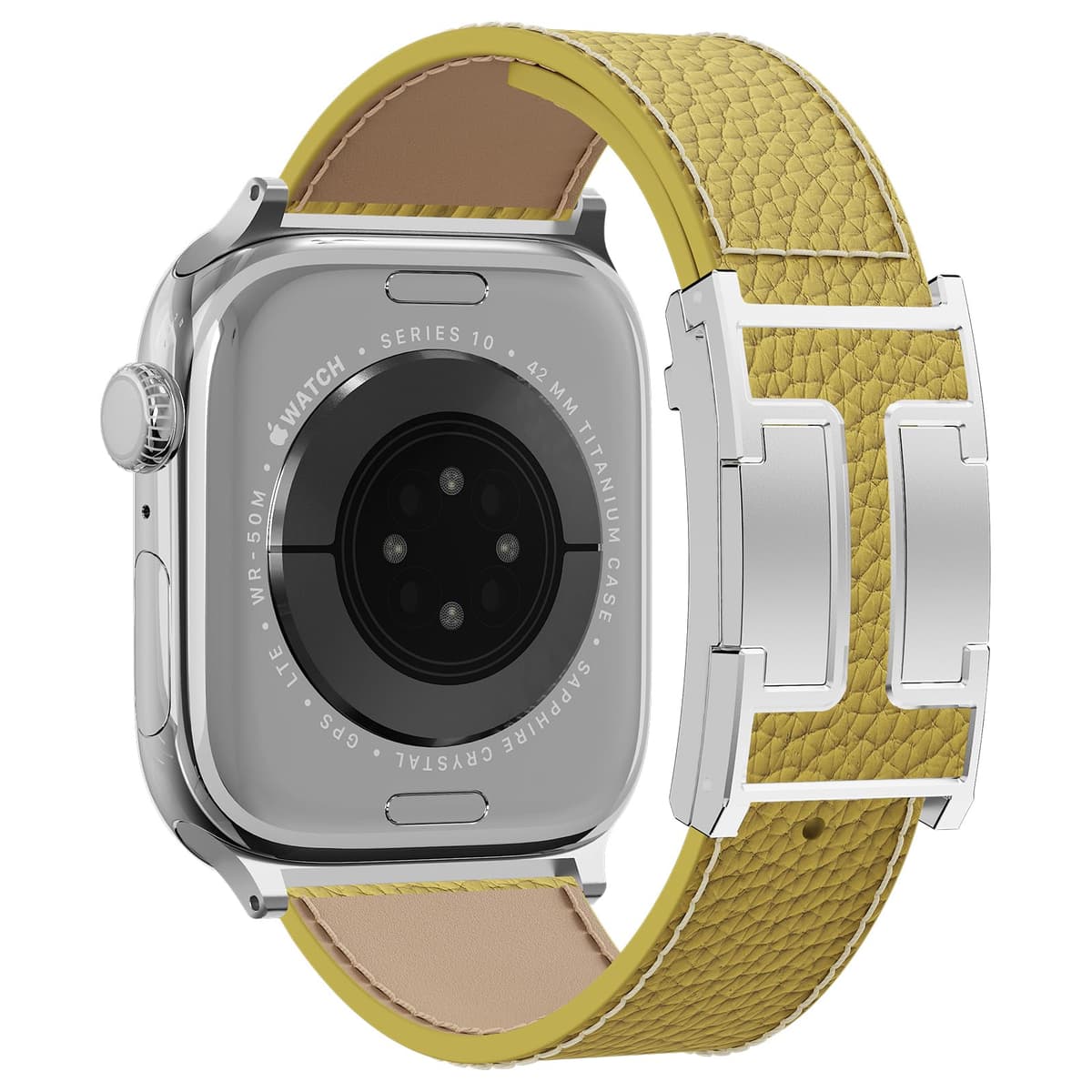 Leather Watch Band with Magnetic Buckle,Dressy Apple Watch Ultra Leather Band Rugged Durable Replacement Strap for Men & Women — view 14