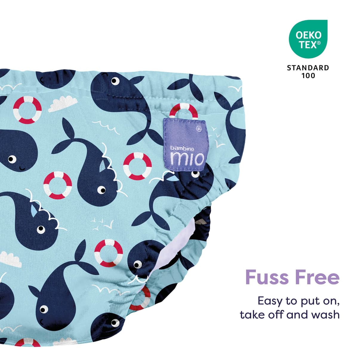 Bambino Mio Baby and Toddler Reusable Swim Nappy Pant, 2-3 Years, Whale Wharf, Boys and Girls — view 4