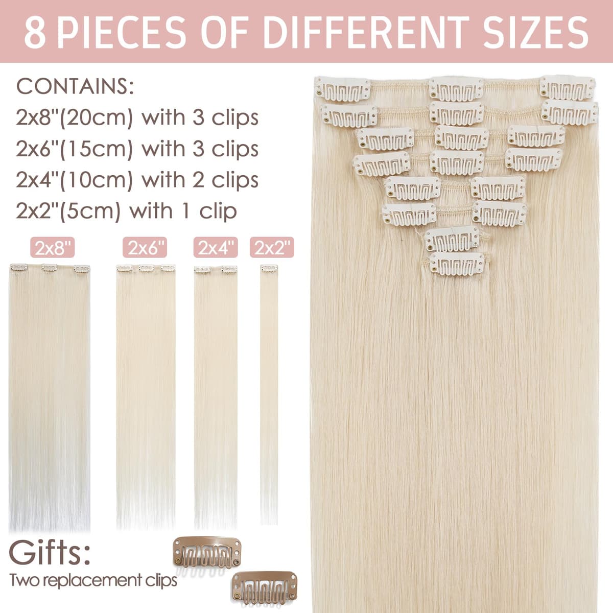 Silk-co 10inch Hair Extensions Clip in Hair Extension Human Hair #04 Medium Brown -Basic Thickness-Thin Weft- 8 Pieces Real Remy Straight Hair Extensions[50g] — view 12