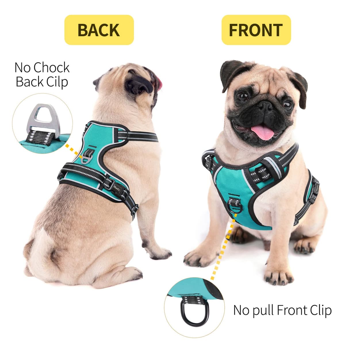 HEELE Dog Harness Medium No Pull Dog Vest Harness with Soft Handle Reflective Pet Harness for Outdoor Training Walking, Black, M — view 261