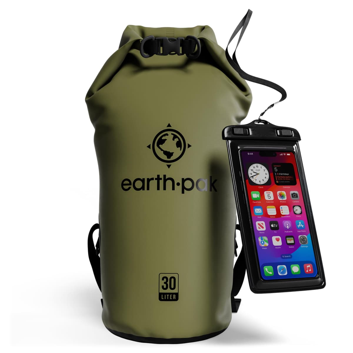 Earth Pak Waterproof Dry Bag - Roll Top Waterproof Backpack Sack Keeps Gear Dry for Kayak with Waterproof Phone Case — view 36