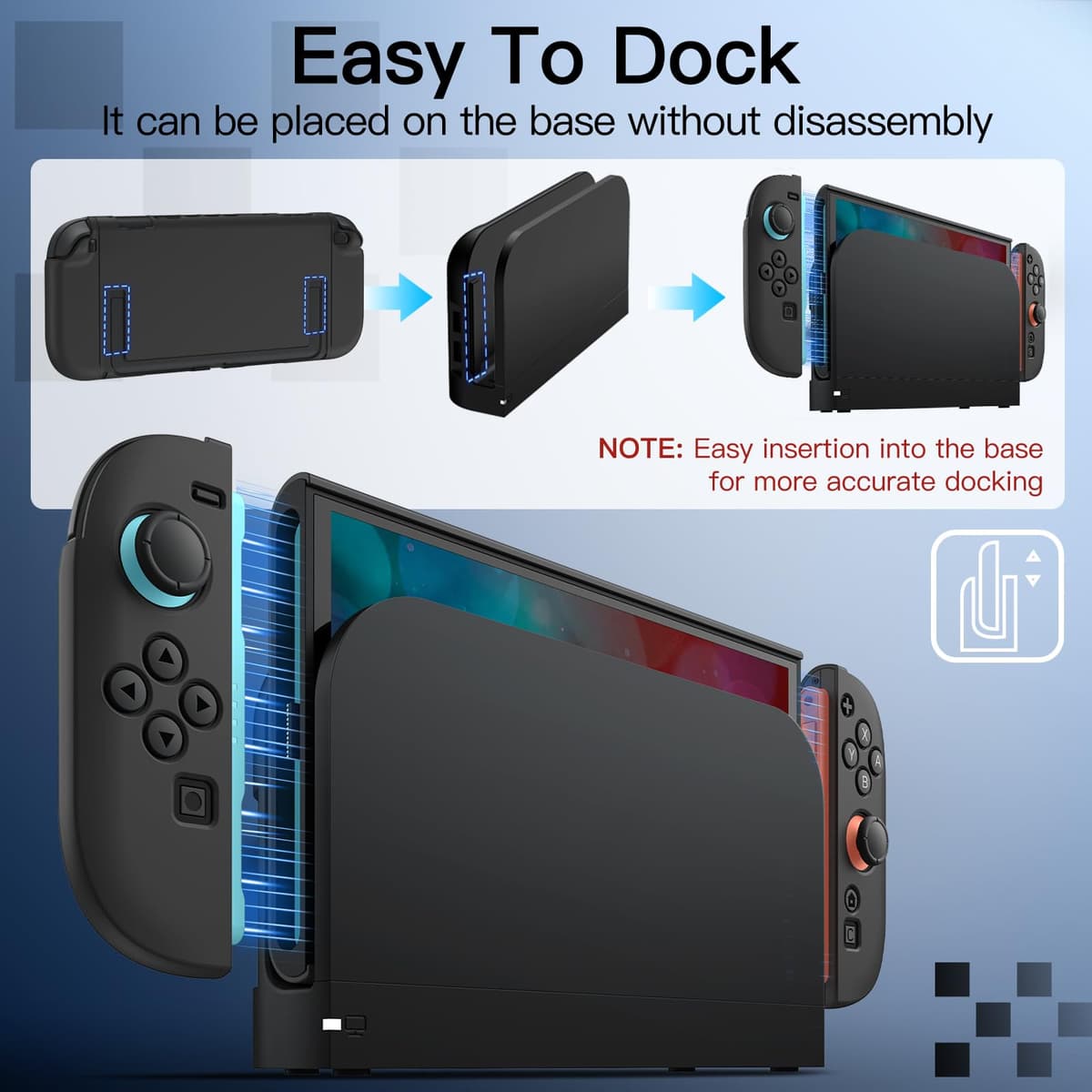 JETech Slim Dockable Case for Nintendo Switch 2 (2025) 7.9 Inch, Soft TPU Grip Cover for Joy-Con Detachable, Matte Carrying Protective PC Back Shell, Anti-Scratch (Black) — view 4