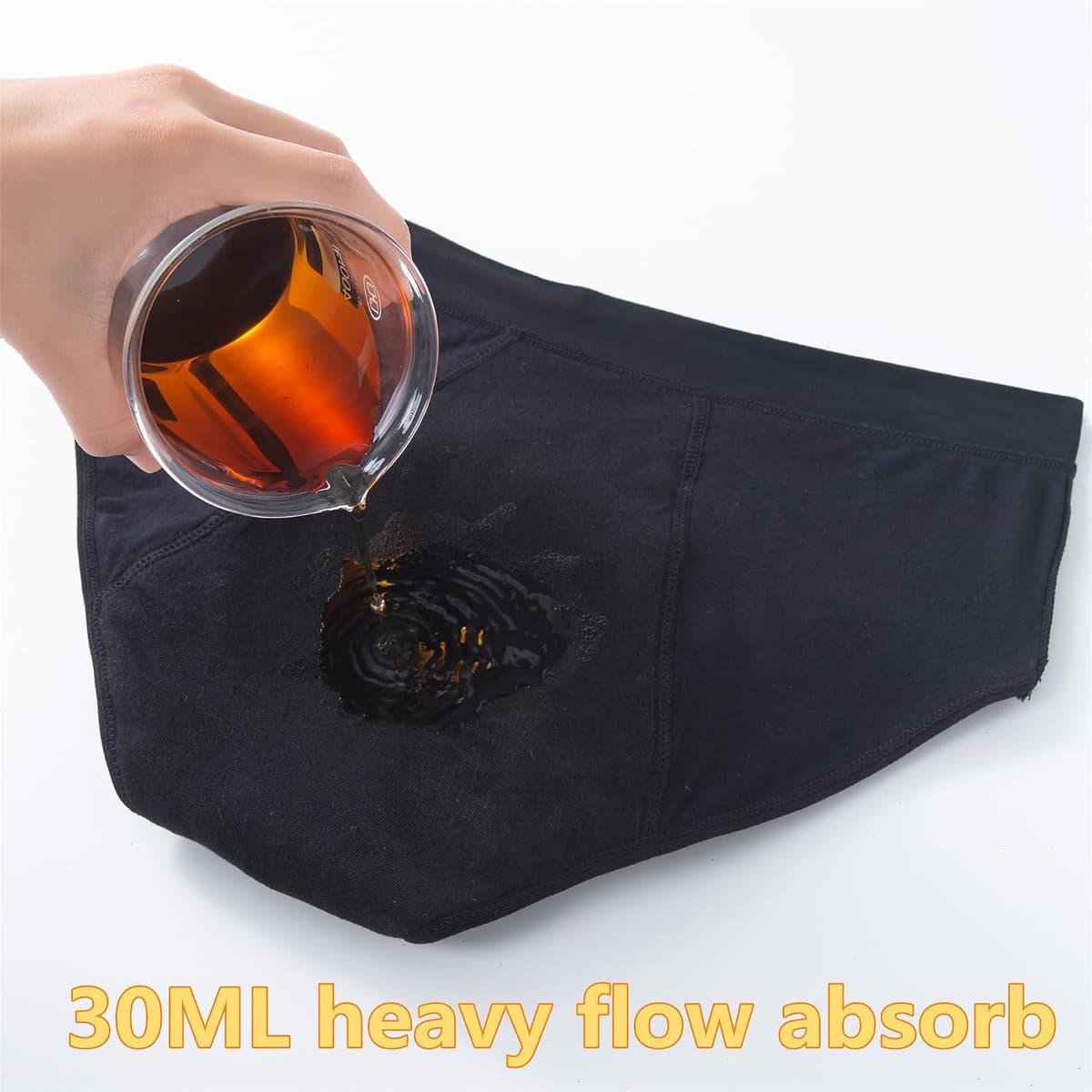 Period Pants Heavy Flow Girls 30ML Absorb Cotton Knickers Briefs Underwear Mid Waist Hipster Menstrual Panties for teenage 8-18 Years 8-10 Years 1black — view 3