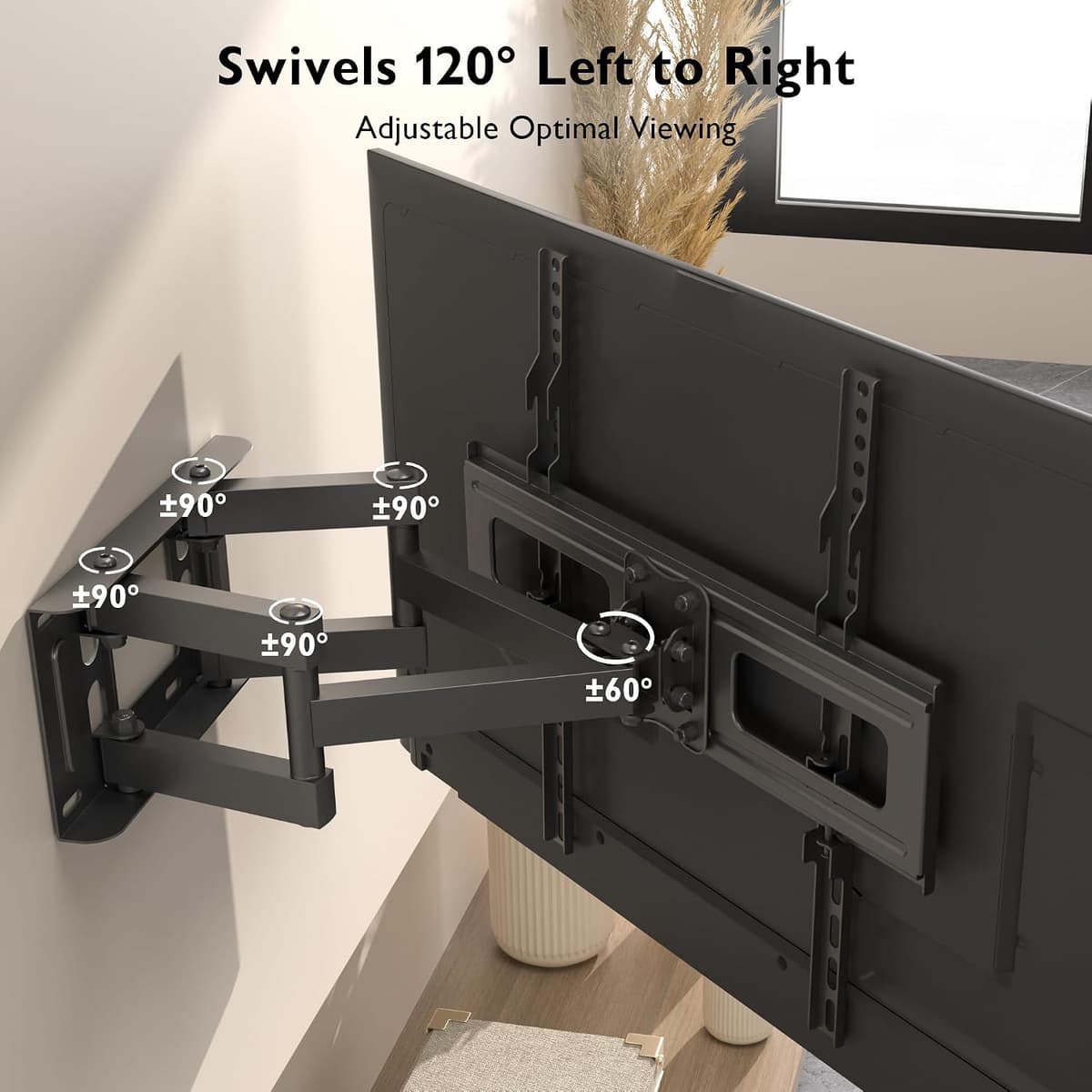 BONTEC TV Wall Bracket for 23–70 Inch LED LCD OLED Screens, Full Motion Double Arm TV Wall Mount Swivels Tilts Extends up to 380mm, Holds 45kg, Max VESA 400x400mm, Includes Spirit Level — view 2