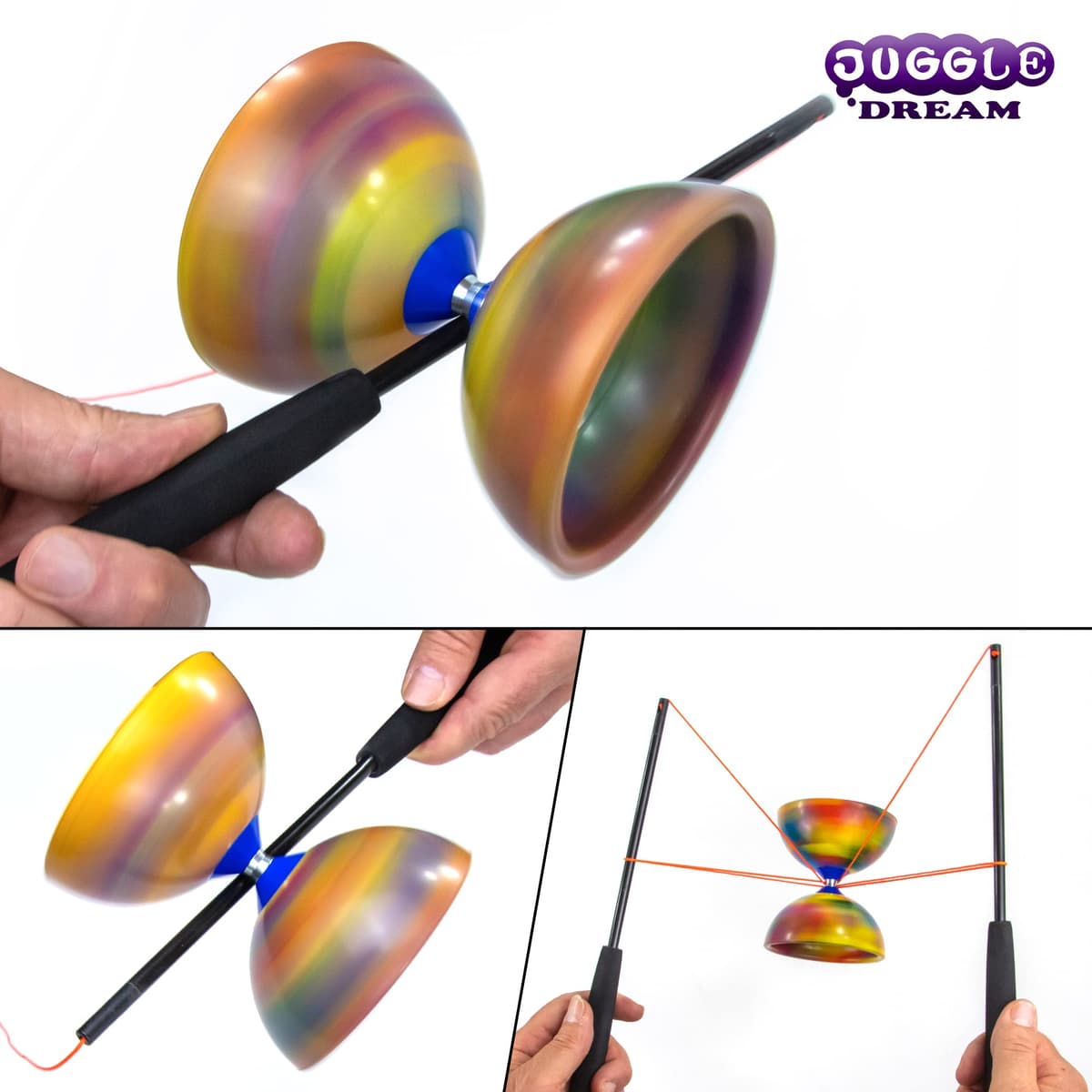 Juggle Dream Jester Diábolo Set para Malabares - Diábolo con Eje Fijo con Palos de Fibra y Vídeo de Aprendizaje en Línea (Multicolor) — view 4