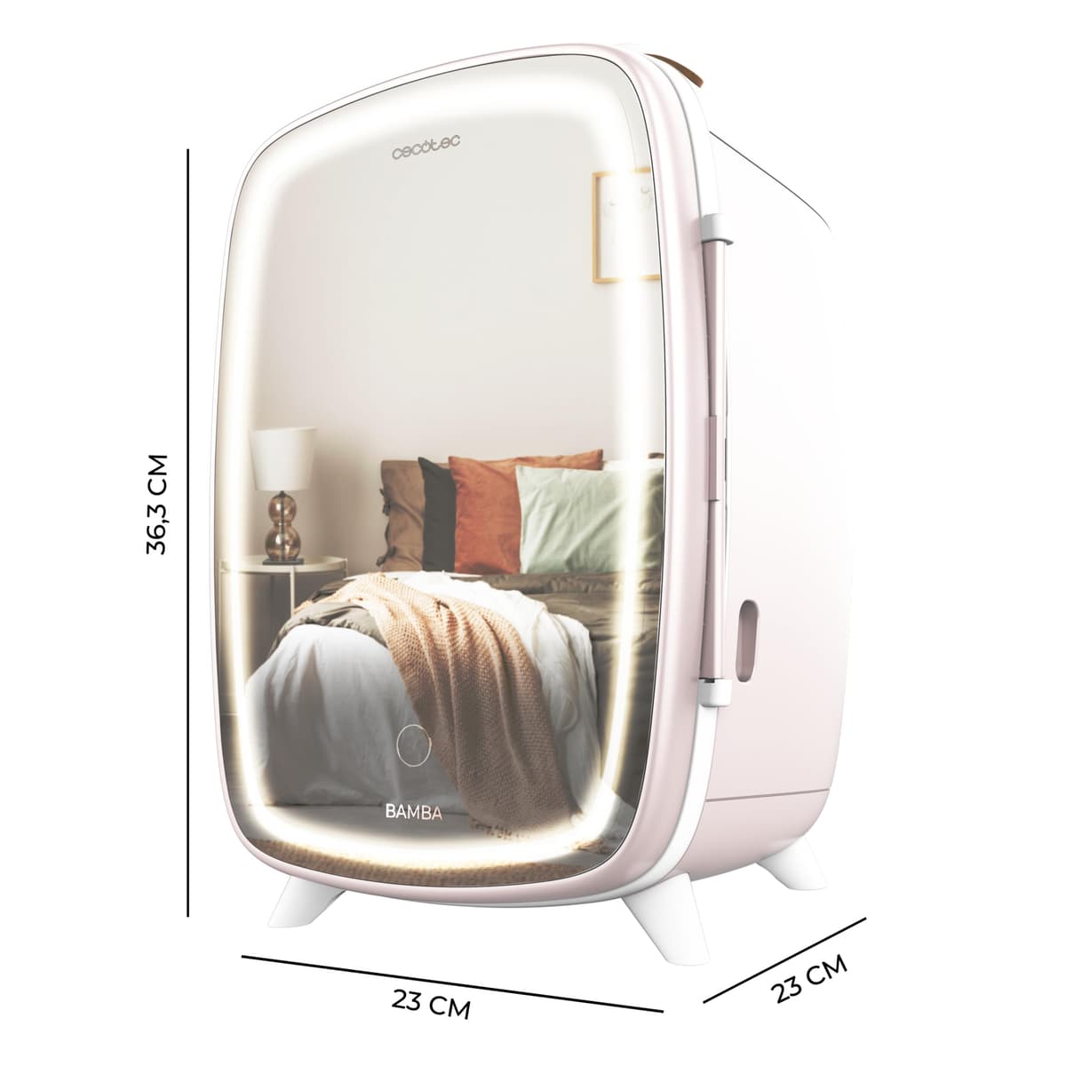 Cecotec Nevera Pequeña de Cosméticos 6L Bamba CoolingBeauty 6000 Mirror Rose. Mini Frigorífico con Puerta con Espejo Exterior, Lud LED con 3 Intensidades, Enfriamiento de hasta 10ºC — view 2