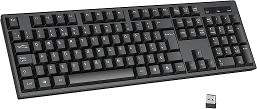 cimetech 2.4G Wireless Keyboard, QWERTY UK Full-Size Layout, USB Computer Keyboard with Numeric Keypad & Ergonomic Keys for Desktop/PC/Laptop/Surface/Smart TV/Notebook and Windows - Black