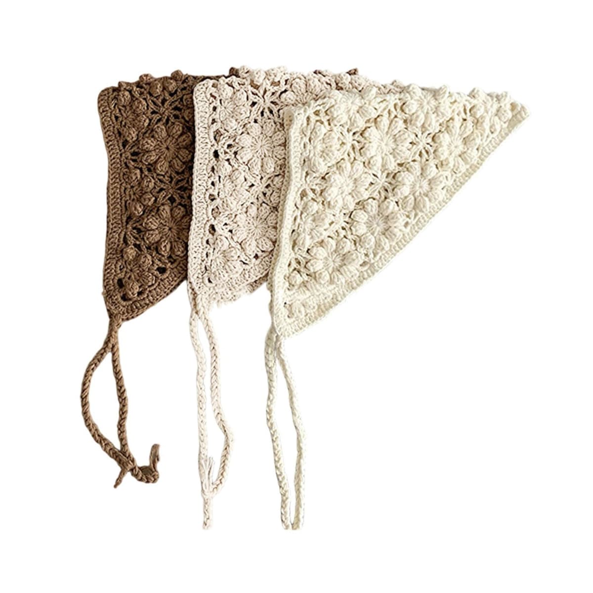 Classical Crochet Baby Bandana Hair Scarf Double Purpose Head Wrap Headwear Soft Texture Hairband for Newborns Girls Vintage Hairband for Infants — view 5
